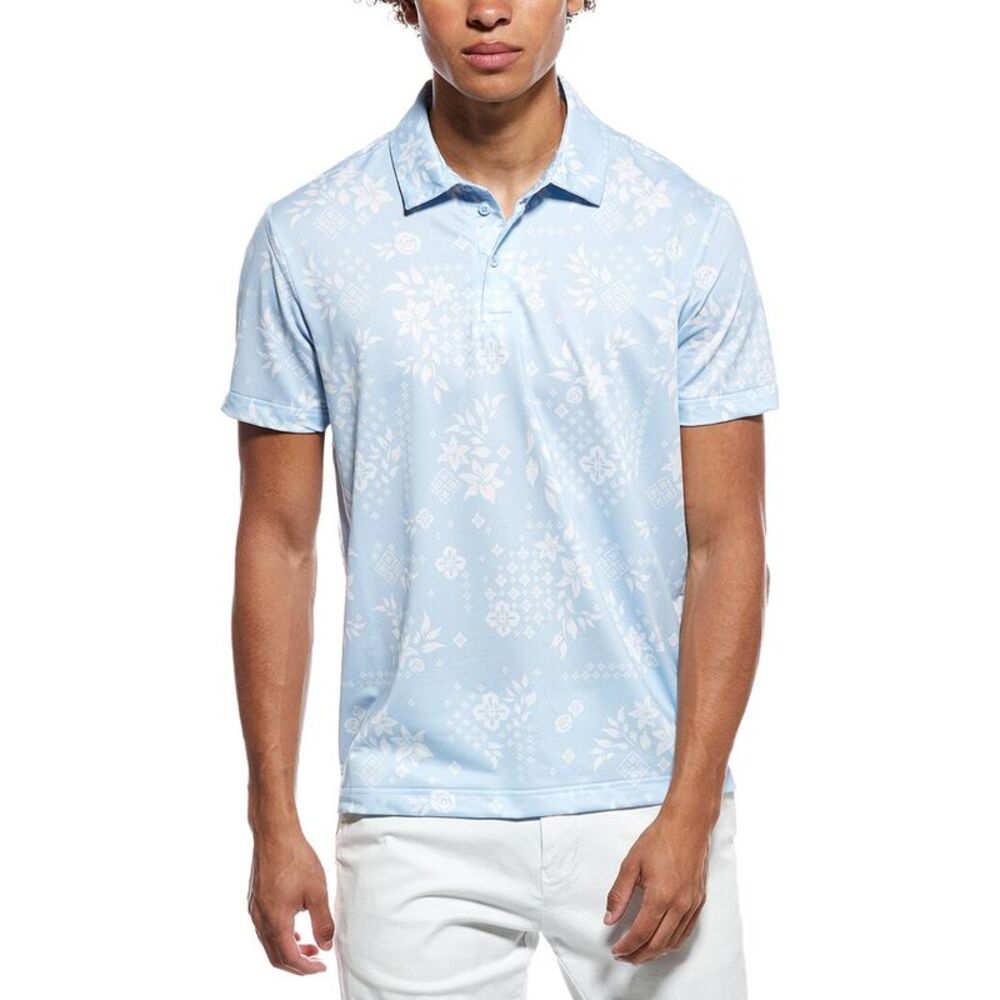Vintage Summer Mens  Performance Tech Polo Shirt, Blue